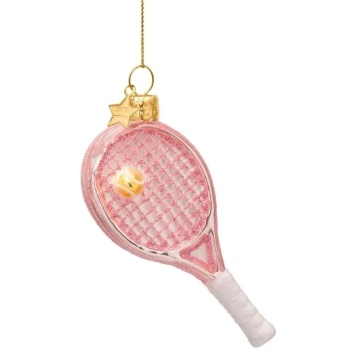 Фото Новогоднее украшение из стекла Vondels "Розовая теннисная ракетка" 10см