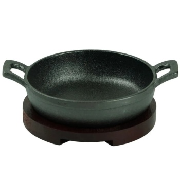 Фото Сковорода чугунная Ø12cм на деревянной подставке для подачи - P.L. ProffCuisine