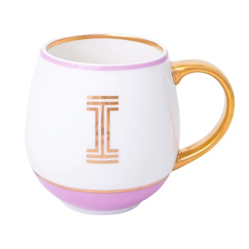 Кружка Library золотая буква «I» (розового цвета)