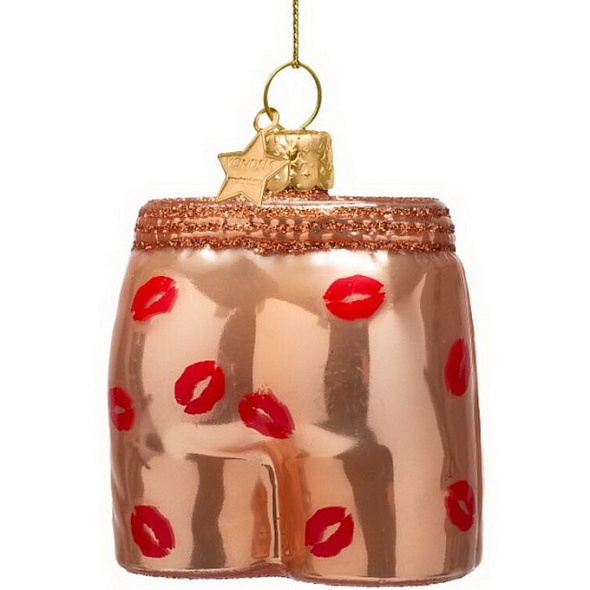 Фото Новогоднее украшение из стекла Vondels "Шорты-боксеры" 6см