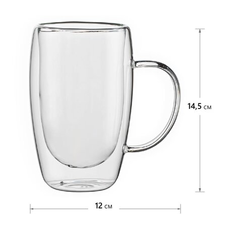 Фото Кружка необжигающая 450мл термостойкое стекло, 2шт