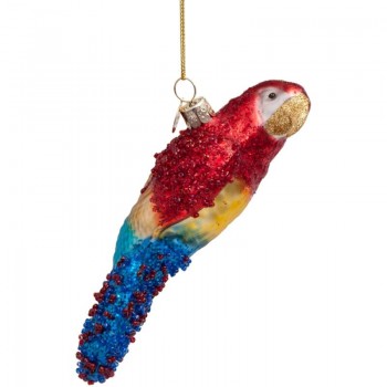 Фото Новогоднее украшение из стекла Vondels "Попугай сине-желто-красный" 11см