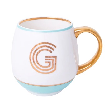 Кружка Library золотая буква «G» (мятного цвета)