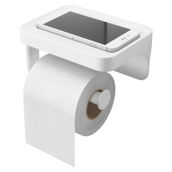 Фото Держатель для туалетной бумаги с полочкой Flex, белый