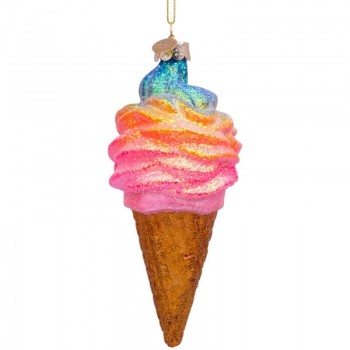 Фото Новогоднее украшение из стекла Vondels "Радужное мороженое" 14см