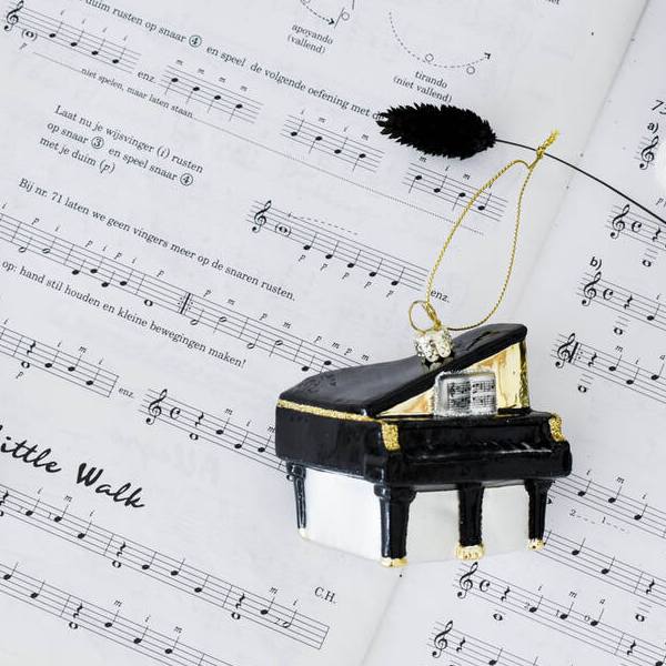 Фото Новогоднее украшение из стекла Vondels "Пианино" 7см