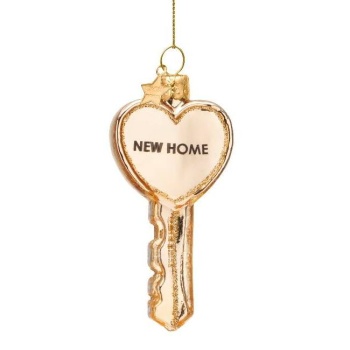 Фото Новогоднее украшение из стекла Vondels "Блестящий ключ" 8.5см