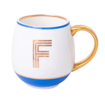 Кружка Library золотая буква «F» (голубого цвета)
