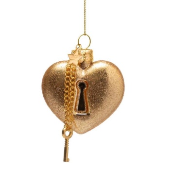 Фото Новогоднее украшение из стекла Vondels "Сердце с замком" 6.5см