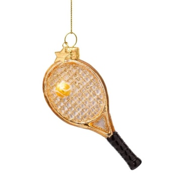 Фото Новогоднее украшение из стекла Vondels "Золотая ракетка" 9.5см