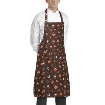 Фото Фартук с нагрудником и карманом, колпак поварской - цвет sweets - 100% хлопок - 190г/м2