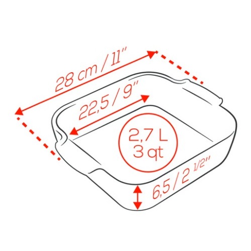 Фото Емкость квадратная для запекания APPOLIA 28см RED