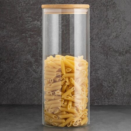 Фото Стеклянная банка 1.6л с бамбуковой крышкой Ø10x25см