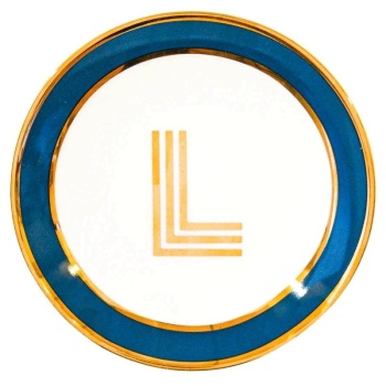Блюдце Library золотая буква «L» (синего цвета)