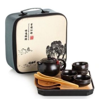 Фото Чайный сервиз керамический горький шоколад (чемоданчик)