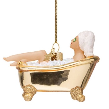 Фото Новогоднее украшение из стекла Vondels "Женщина в блестящей ванне" 6см