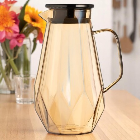 Фото Кувшин 1700мл с метал.крышкой Консул грани/карамель