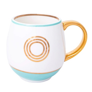 Кружка Library золотая буква «O» (мятного цвета)