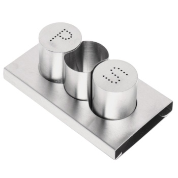 Фото Набор для специй - солонка, перечница, стаканчик для зубочисток - 15x8.5x5.7см Profi-Chef нерж.сталь