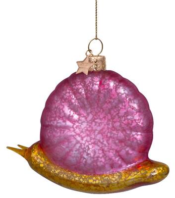 Фото Новогоднее украшение из стекла Vondels "Розово-золотая улитка" 12см