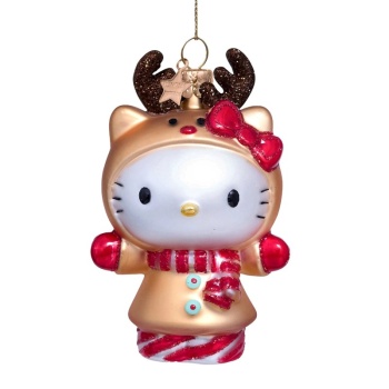 Фото Новогоднее украшение из стекла Vondels 'Hello Kitty-олень' 10см