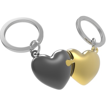 Фото Брелок для ключей "Сердце-пазл" - черный и золотой