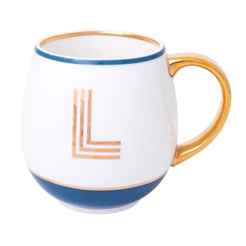 Кружка Library золотая буква «L» (синего цвета)