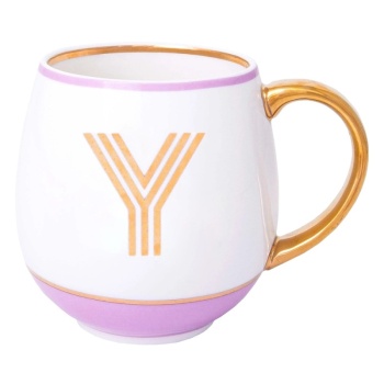 Кружка Library золотая буква «Y» (розового цвета)