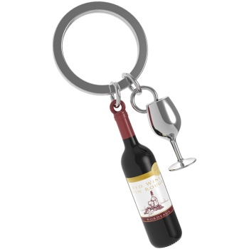 Фото Брелок для ключей "Бутылка вина и бокал"