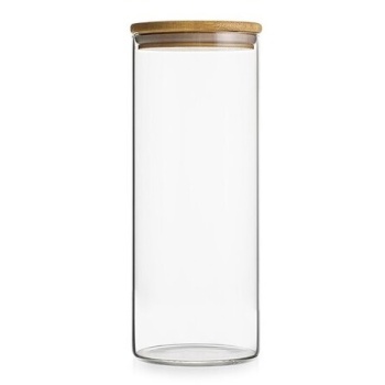 Фото Стеклянная банка 1.6л с бамбуковой крышкой Ø10x25см