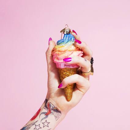 Фото Новогоднее украшение из стекла Vondels "Радужное мороженое" 14см