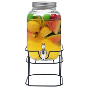 Фото Диспенсер для напитков 4л стеклянный с краном на металлической подставке - P.L. Proff Cuisine