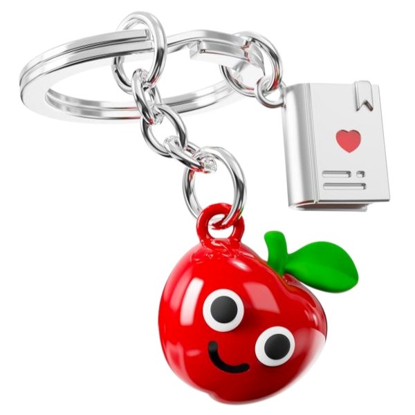 Фото Брелок для ключей "Яблоко и книга"