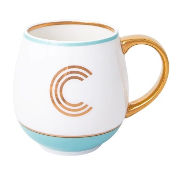 Кружка Library золотая буква «C» (мятного цвета)