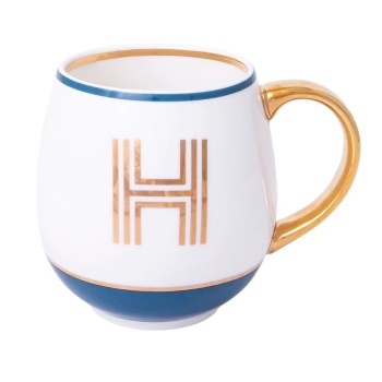 Кружка Library золотая буква «H» (синего цвета)
