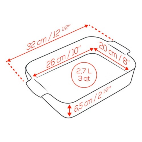 Фото Емкость прямоугольная для запекания APPOLIA 32см RED