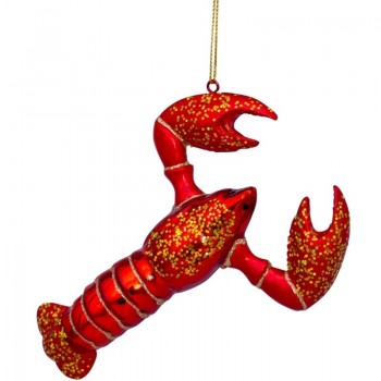 Фото Новогоднее украшение из стекла Vondels "Красный лобстер" 14см