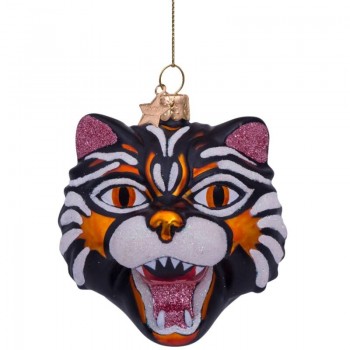 Фото Новогоднее украшение из стекла Vondels "Голова тигра" 9см
