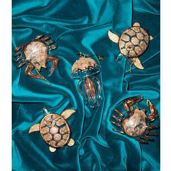 Фото Новогоднее украшение из стекла Vondels "Золотая медуза с бриллиантами" 11см