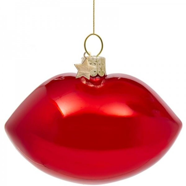 Фото Новогоднее украшение из стекла Vondels "Красные губы" 7.5см