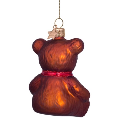 Новогоднее украшение из стекла Vondels "Мишка с бантом" 8.5см детальная картинка 