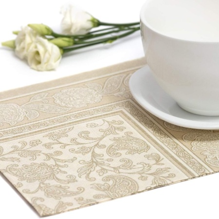 Салфетка 40x40см ROYAL Collection Ornaments шампань, 20шт детальная картинка 