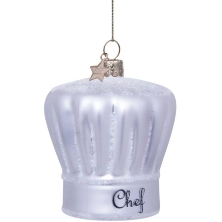 Новогоднее украшение из стекла Vondels "Серебристый колпак повара" 7см детальная картинка 