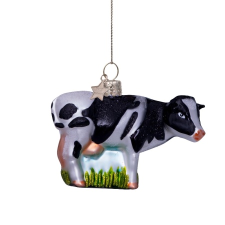 Новогоднее украшение из стекла Vondels "Корова" 7см - в подарочной коробке детальная картинка 
