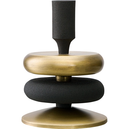 Подсвечник 17см Stone черный/античная латунь детальная картинка 