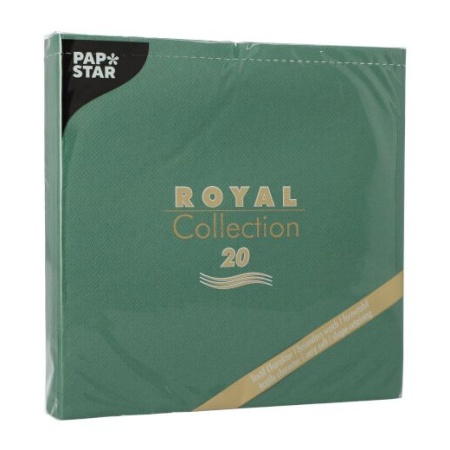 Салфетка 3сл 40х40см ROYAL Collection темно-зеленая, 20шт детальная картинка 