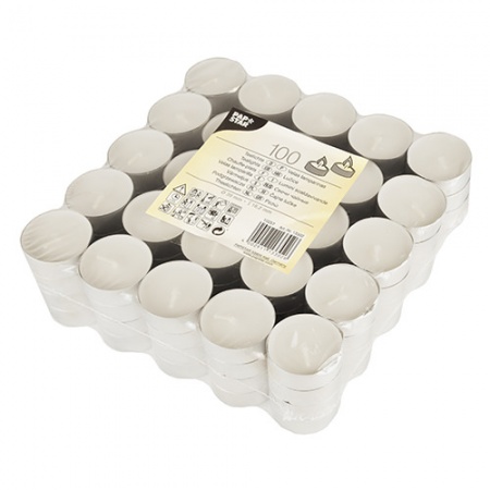 Свеча чайная белая, 100шт детальная картинка 