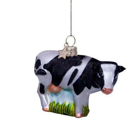 Новогоднее украшение из стекла Vondels "Корова" 7см - в подарочной коробке детальная картинка 