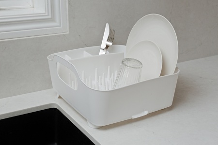 Сушилка для посуды Tub 36x34см белая детальная картинка 