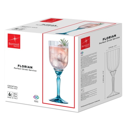 Набор бокалов для коктейля 245мл Whiskey FLORIAN LUCENT BLUE, 6шт детальная картинка 